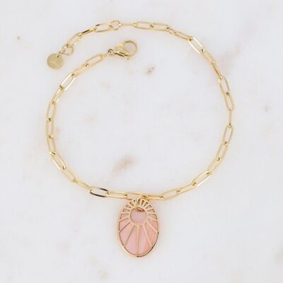 Gold Cameo bracelet with pink acetate