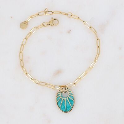 Gold Cameo bracelet with turquoise acetate