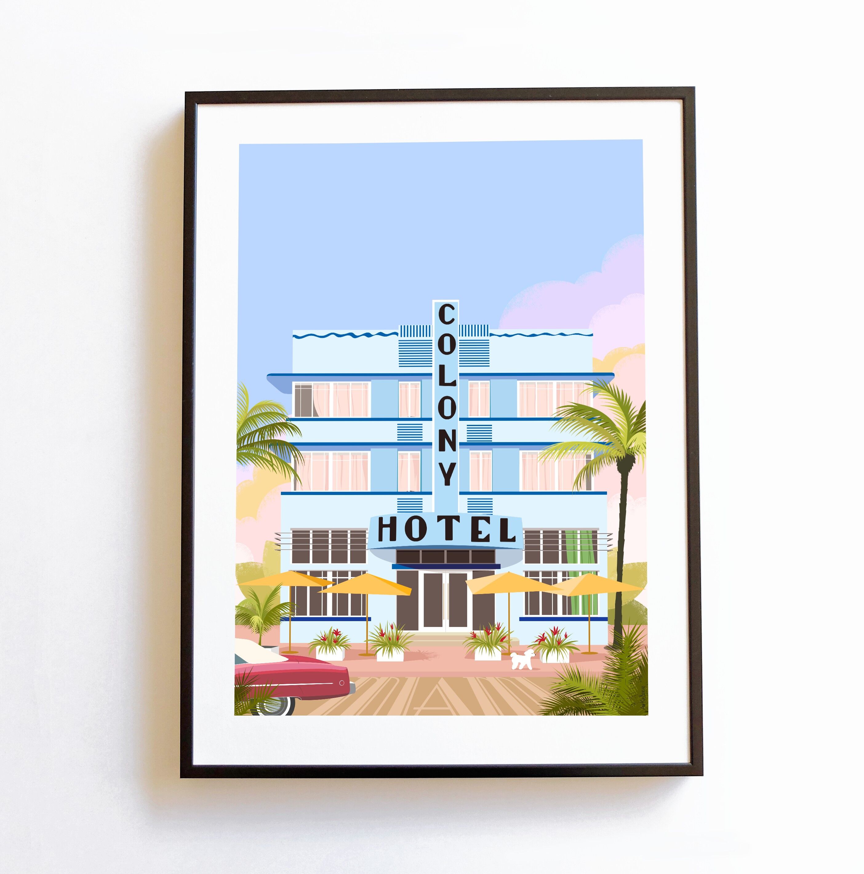 Poster Colony Hotel Miami, Art Deco hotel Miami Florida vintage A3