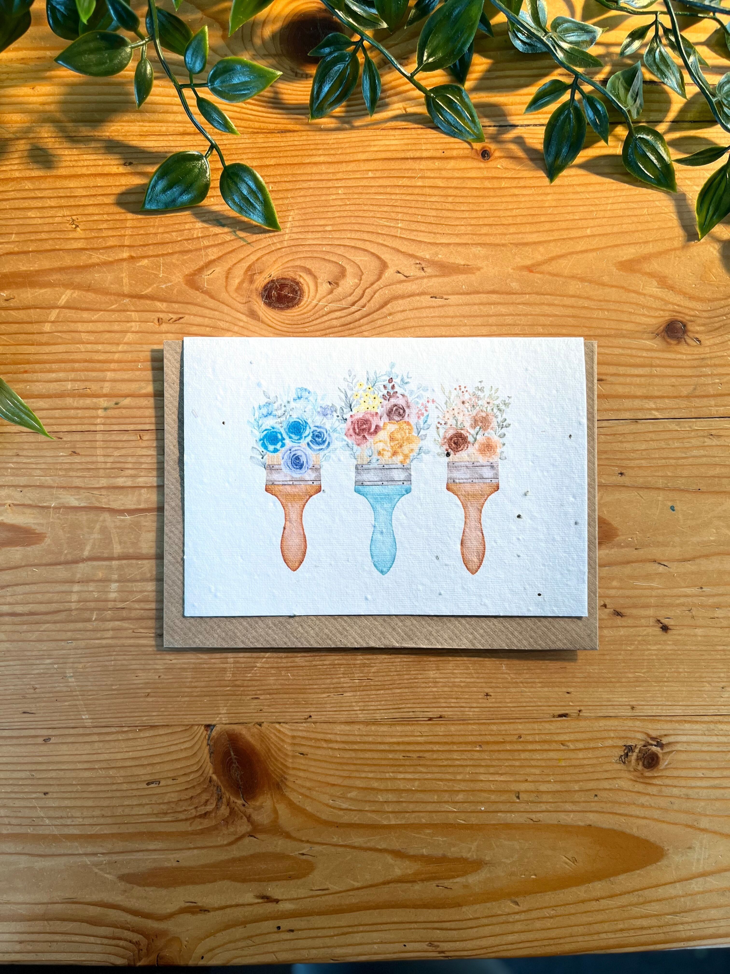 Flores de pincel - Tarjeta de semillas de papel