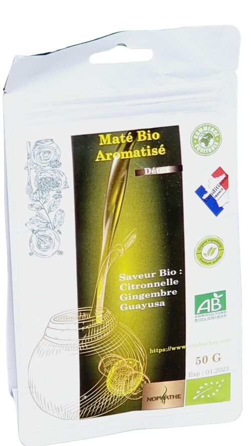 NOPHATHE INTENSYTEA : MATE BIO 1KG, MATE AROMATISÉ BIO QUALITÉ PRÉMUIM SANS POUDRE