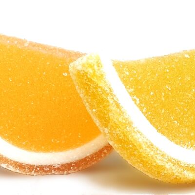 Rodajas de gelatina de naranja y limón