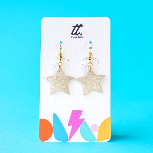 Mini gold cork star earrings