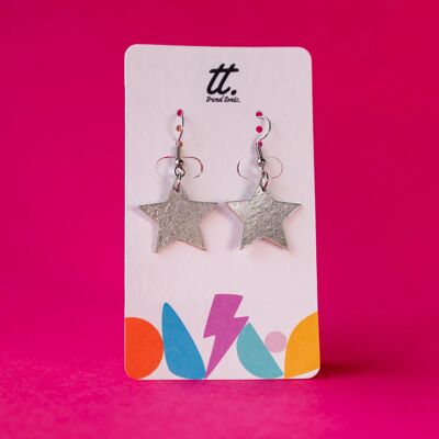 Mini silver cork star earrings