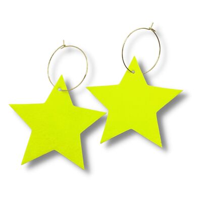 Yellow cork neon star earrings