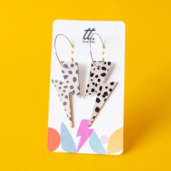 Boucles d'oreilles Lightning Hoop dalmatien en liège 1