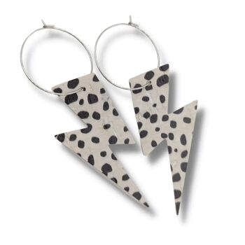 Boucles d'oreilles Lightning Hoop dalmatien en liège 2