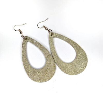 Gold cut out cork teardrop earrings
