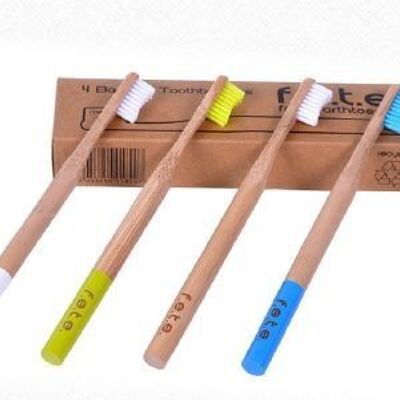 Caja de 4 cepillos de dientes de bambú medianos