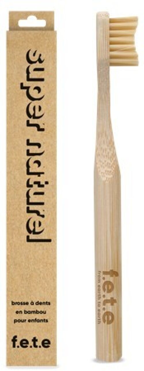 Brosses à dents en bambou Enfant - poils souples - Naturel