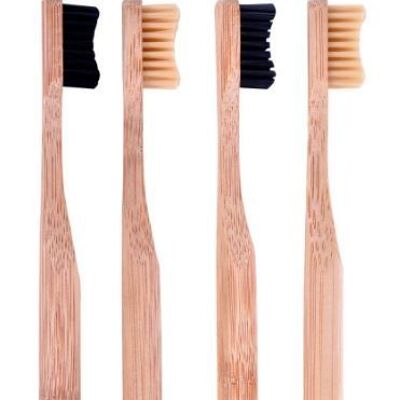 Box of 4 medium Charcoal bamboo toothbrushes