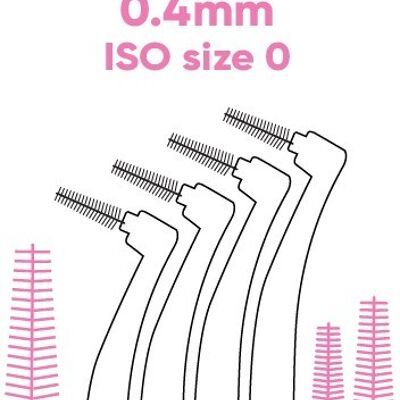 Interdental brushes Size 0 (0.4mm) - Pink - Box of 4