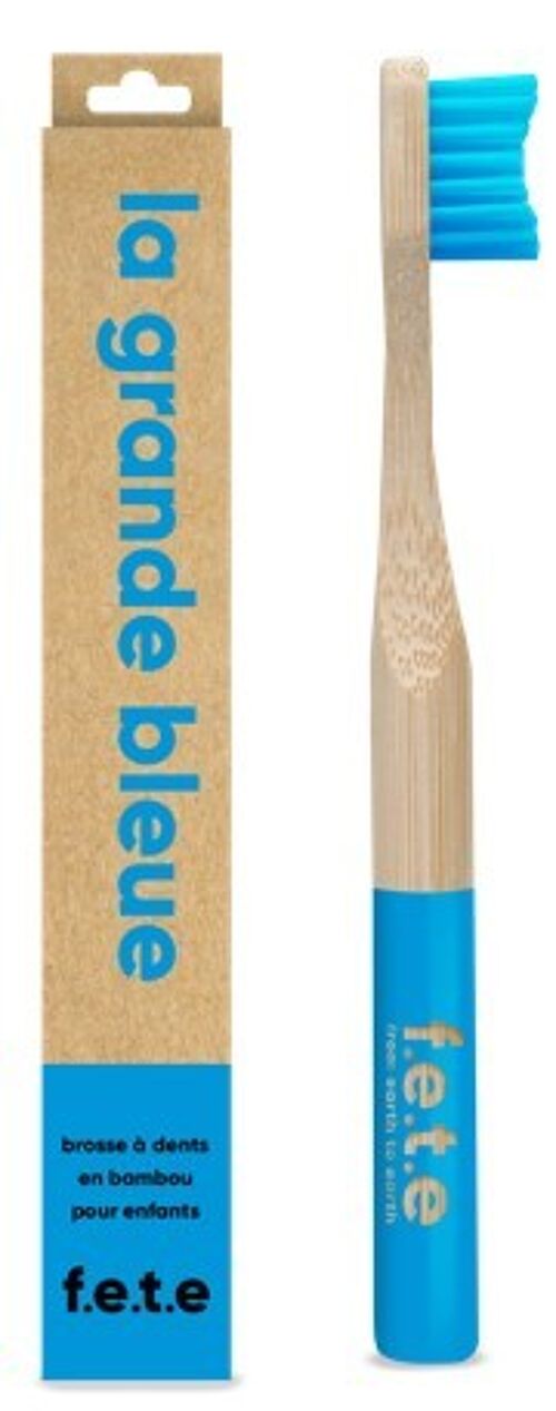 Brosses à dents en bambou Enfant - poils souples - Bleu