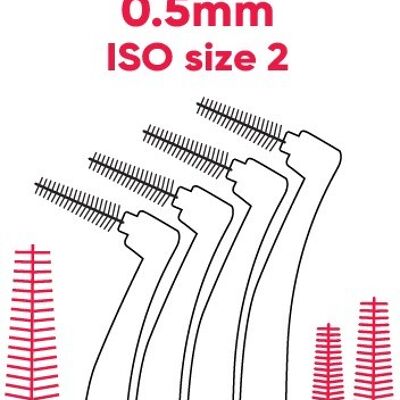 Interdental brushes Size 2 (0.5mm) - Red - Box of 4
