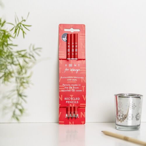 Pencils Pack of 3 recycled - Make a Mark Red