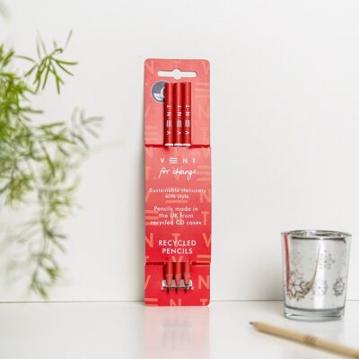 Pencils Pack of 3 recycled - Make a Mark Red