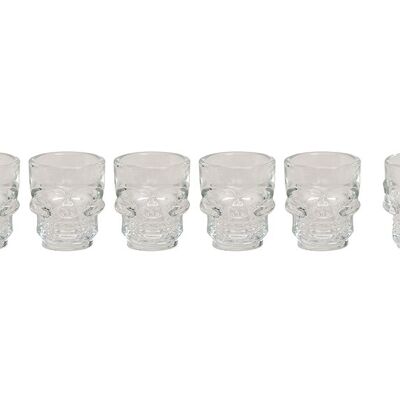 Shot Glas 6er Set Totenkopf aus Glas, B5 x T4 x H6 cm