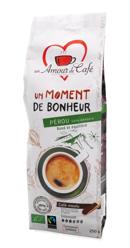 Café moulu bio & équitable "Un Moment de Bonheur", PÉROU
