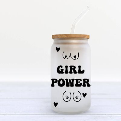 Boob girl power può vetro, bianco