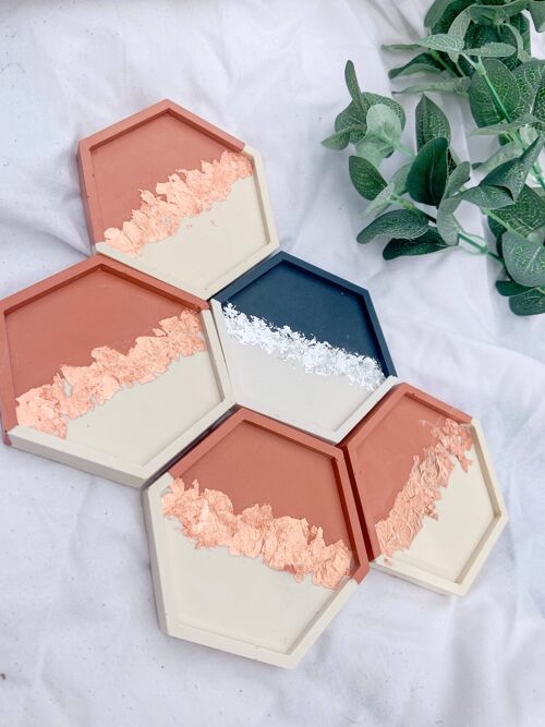 Concrete hexagon coasters , Solid colour