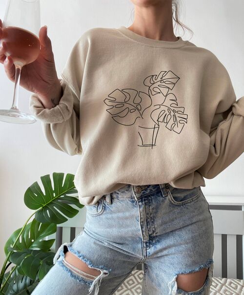 Monstera abstract sweatshirt , white