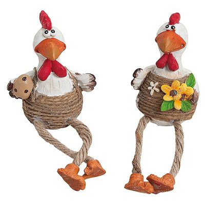 Kantenhocker Huhn aus Poly, 2-fach sortiert, 7/12 cm