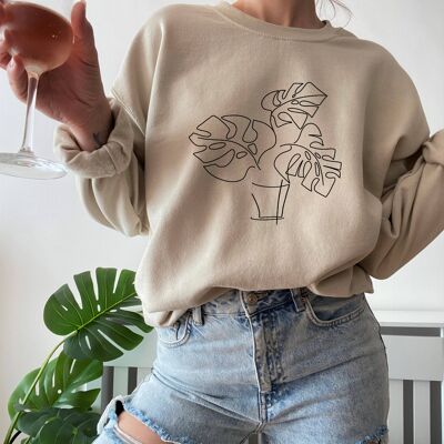 Monstera abstraktes Sweatshirt, militärgrün