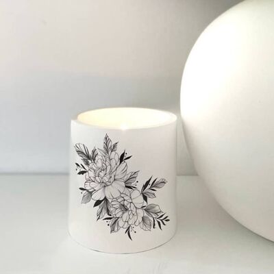 Peony concrete candle vessel ,