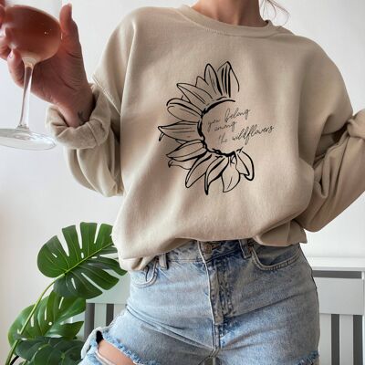 Wildblumen-Sweatshirt, Sportgrau