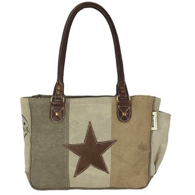 Sunsa vintage handbag bag canvas bag with leather and star