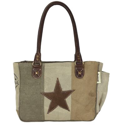 Sunsa vintage sac à main sac en toile avec cuir et étoile