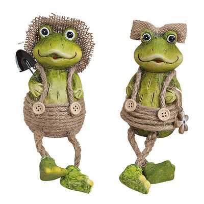 Kantenhocker Frosch aus Ton, 2-fach sortiert, 11/18 cm