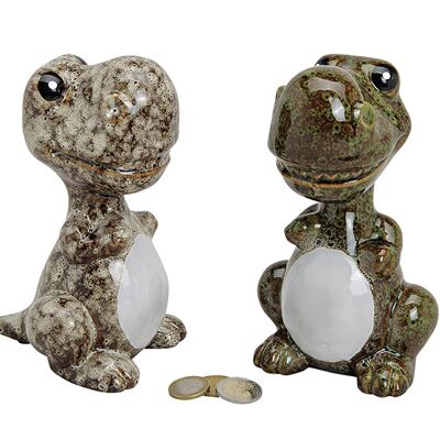 Spardose Dino aus Keramik, 2-fach sortiert, B12 x T10 x H18 cm