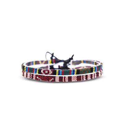 2er Set Bracciale da surfista - Azteken e Weinrot