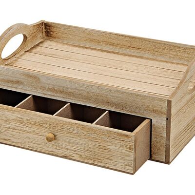 Teebox für Beutel mit sieben Fächern, aus Holz, B30 x T20 x H11 cm