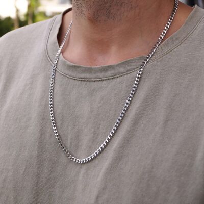 Herren Halskette - Plain Silver Curb Chain