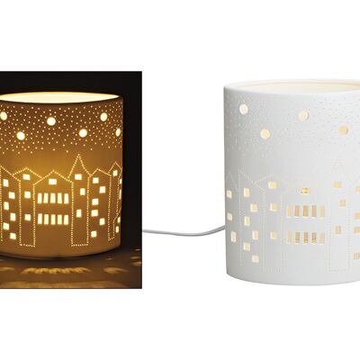 Tischlampe Häuser-Dekoration aus Porzellan, B16 x T10  x H20 cm