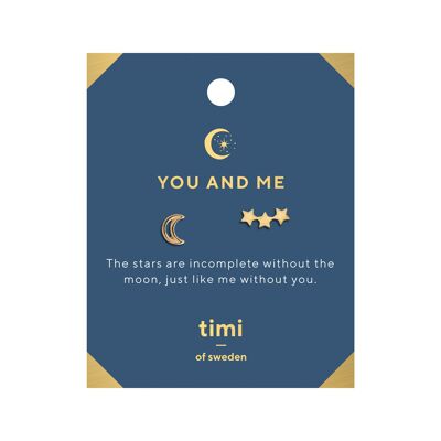 Timi of Sweden | You and Me Moon and 3 Star Örhängen Gold | Exclusive Scandinavian design that is the perfect gift for every women