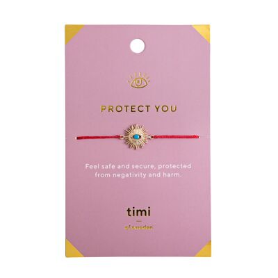 Timi of Sweden | Protect you Evil Eye Sun Br., Gold - Red | Exclusive Scandinavian design that is the perfect gift for every women