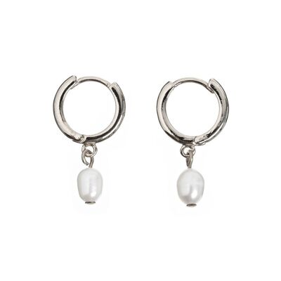 Timi of Sweden | Pearl Small Hoop Earrings - Silver | Exclusive Scandinavian design that is the perfect gift for every women