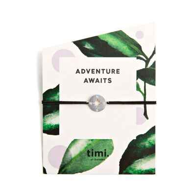Timi of Sweden | Stretcharmband med kompass i silver och svart | Exclusive Scandinavian design that is the perfect gift for every women