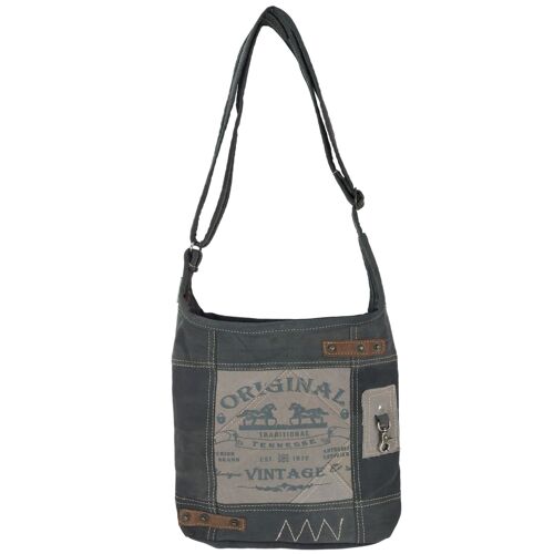 Sunsa Canvas Tasche. Damen Hobo Schultertasche. schwarze Umhängetasche mit Pferdemotiv