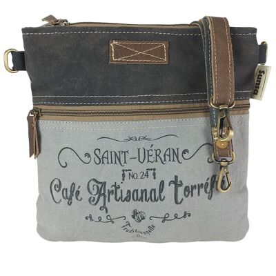 Sac vintage Sunsa. petit sac à bandoulière. Sac à bandoulière en noir/gris