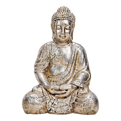 Buddha aus Poly Silber (B/H/T) 27x41x23cm