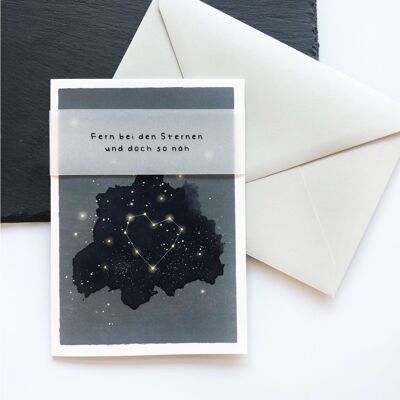 Mourning card - condolence card | Far from the stars | Map