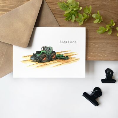 Vehicle Map - Tractor | Birthday card | Greeting card