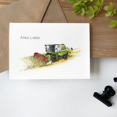 Vehicle card - combine harvester | Birthday card | Greeting card