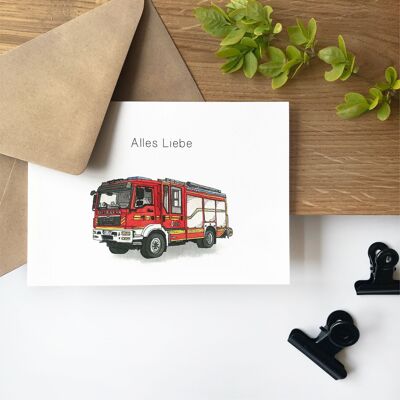 Fahrzeug Karte - Feuerwehr | Geburtstagskarte | Grußkarte