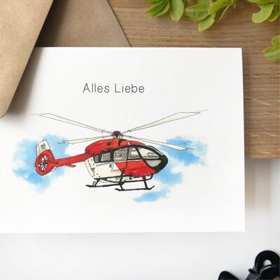 Fahrzeug Karte - Hubschrauber | Geburtstagskarte | Grußkarte
