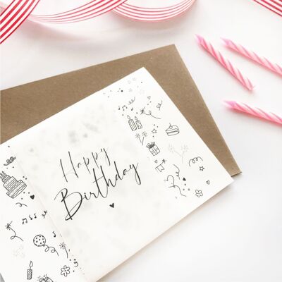 Tarjeta de cumpleaños - tarjeta de felicitación | Feliz cumpleaños | Mapa